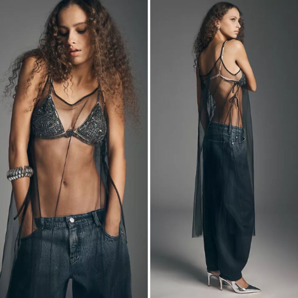 NWT Sunday in Brooklyn Sheer Side Tie Tunic | One Size